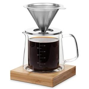 Pour Over Coffee Maker Set with Double Wall Glass