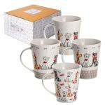 Cute Dog Lover Mug Set - 4 Ceramic Mugs