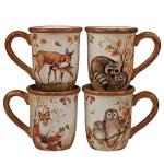 Woodland Mug Set with Fox, Owl, Deer, Raccoon
