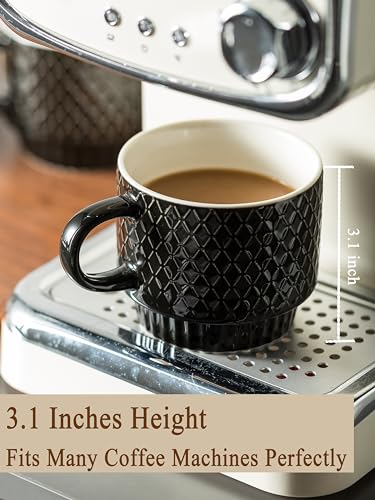 Set of 4 Stackable Coffee Mugs with Holder