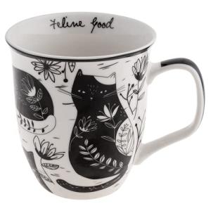 Cute Black and White Boho Cat Coffee Mug
