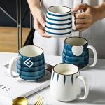 Set of 4 Hand-Painted 17 Oz Coffee Mugs
