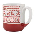 Set of 4 Red Reindeer Ceramic Coffee Mugs