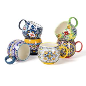 Boho 20 oz. Porcelain Coffee Mugs Set of 6