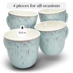 Stylish Beige-Blue Stoneware Coffee Mug Set of 4