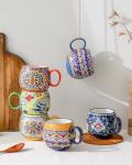 Boho 20 oz. Porcelain Coffee Mugs Set of 6