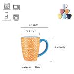 Colorful 16 oz Porcelain Coffee Mugs Set of 6