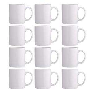 Set of 12 Off White Ceramic Coffee Mugs