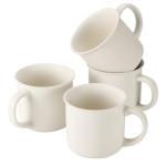 Set of 4 White Ceramic Coffee Mugs