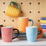 Colorful 16 oz Porcelain Coffee Mugs Set of 6