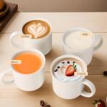 Set of 4 White Ceramic Coffee Mugs