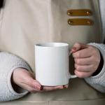 Set of 12 Off White Ceramic Coffee Mugs