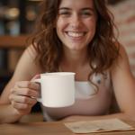 Set of 4 White Ceramic Coffee Mugs