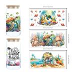 Turtle Design Stickers for Glass Mugs, 6 Pack