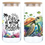 Turtle Design Stickers for Glass Mugs, 6 Pack