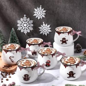 Set of 6 Christmas Ceramic Coffee Mugs