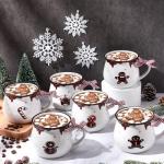 Set of 6 Christmas Ceramic Coffee Mugs