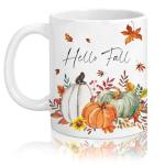 Whaline Autumn Pumpkin Leaves Coffee Mug 12oz