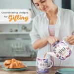 Rose Floral Scripture Mug with Purple Lid