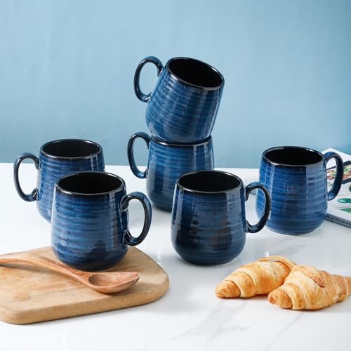 Set of 6 Large Handle Coffee Mugs