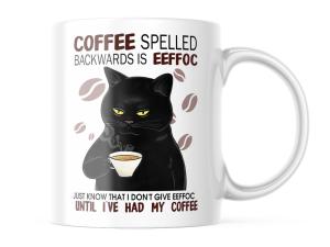 Funny Cat Mug - "EEFFOC" Coffee Cup 11 oz