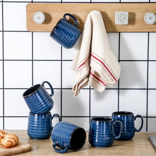 Set of 6 Large Handle Coffee Mugs