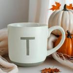 Personalized Matte Sandstone Letter Ceramic Mug