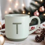 Personalized Matte Sandstone Letter Ceramic Mug