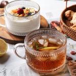 Vintage Embossed Glass Coffee Mugs Set of 2