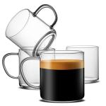 Set of 4 Heat Resistant Glass Coffee Mugs