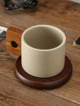 Ceramic Coffee Mug with Wooden Saucer Set