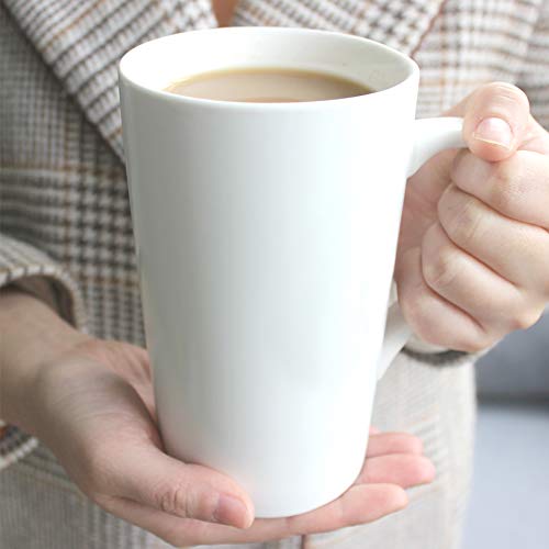 Belinlen 16 oz White Ceramic Coffee Mug Set