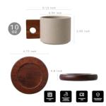 Ceramic Coffee Mug with Wooden Saucer Set