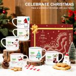 Set of 6 Christmas Coffee Mugs - 14oz