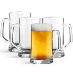 Set of 4 Clear Beer Mugs with Handles
