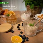 Retro Glass Coffee Mugs Set with Bamboo Lids