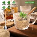 Retro Glass Coffee Mugs Set with Bamboo Lids