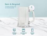 Set of 4 Clear Beer Mugs with Handles