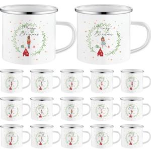 Mifoci 16 Pcs Christmas Enamel Coffee Mugs