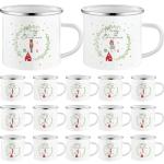 Mifoci 16 Pcs Christmas Enamel Coffee Mugs