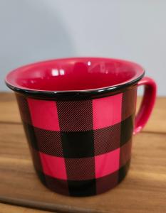 Red Plaid Heritage Stoneware Coffee Mug 14oz