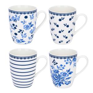 Set of 4 Floral Mismatched Coffee Mugs