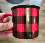 Red Plaid Heritage Stoneware Coffee Mug 14oz