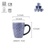 Selamica Vintage Blue Ceramic Coffee Mug Set