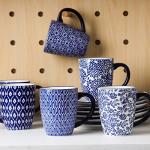 Selamica Vintage Blue Ceramic Coffee Mug Set