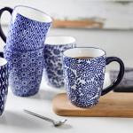 Selamica Vintage Blue Ceramic Coffee Mug Set