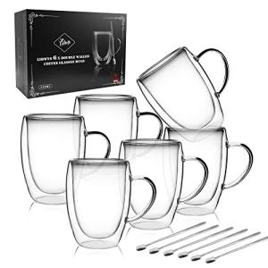 6 Pack Double Walled Borosilicate Coffee Mugs