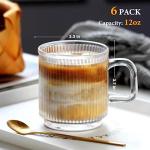 Premium Glass Coffee Mugs Set - 6 Pack