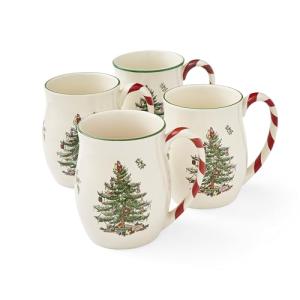 Spode Christmas Tree Holiday Mugs Set of 4