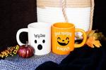 Halloween Pumpkin and Ghost Coffee Mug Set